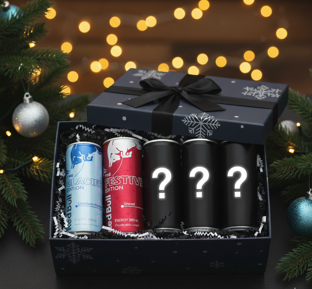 Premium Weihnachts-Bundle: Red Bull Festive, Glacier & Mystery Cans